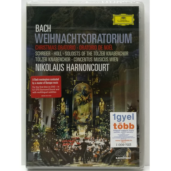 Weihnachtsoratorium · Christmas Oratorio · Oratorio de Noël - Bach, Nikolaus Harnoncourt, Schreier, Holl, Soloists Of The Tölzer Knabenchor, Tölzer Knabenchor, Concentus Musicus Wien - új, fóliás DVD